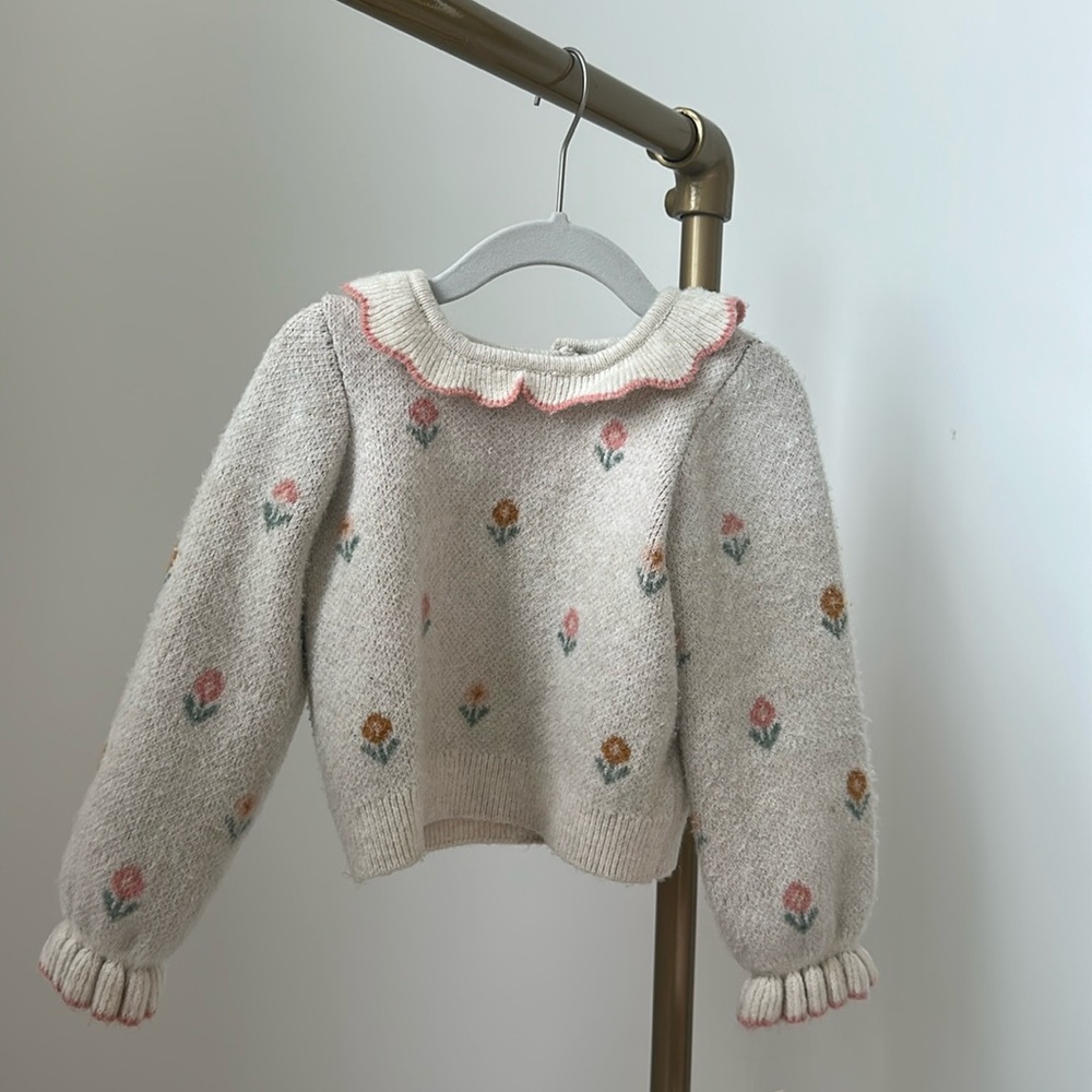 Cynthia Rowley sweater set, sweater and sweater skirt with flower detail